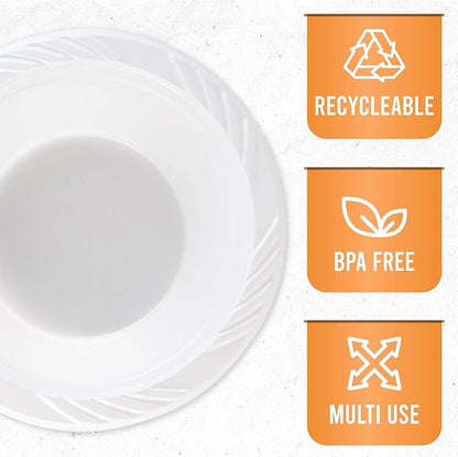 100 Count Disposable 12 ounce White Plastic Soup Bowls - Image 6