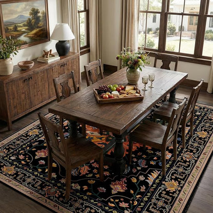 RELEANY Area Rugs 7'x10' Washable Non-Slip, Floral Vintage Distress Medallion by RELEANY