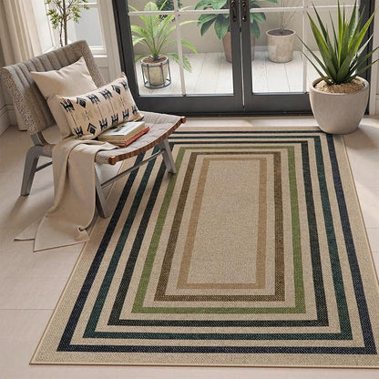 Lahome Enfys Modern Geometric Easy Jute Rug, 4x6 Washable Indoor Outdoor Carpet by Lahome