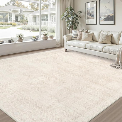 Area Rugs 9x12 Living Room: Vintage Boho Neutral Washable Rug Indoor Soft Large - Image 9
