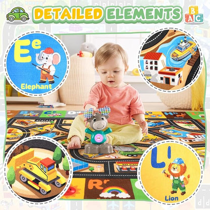 Construction Site Play Rug for Kids, Car Play Mat - Image 2