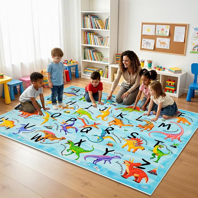 6x9 ABC Classroom Rug for Kids Playroom, Alphabet Rug - Image 3