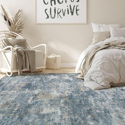 Nakagishi 5x7 Area Rugs Living Room: Washable Abstract Large Neutral Soft Rug - Image 4