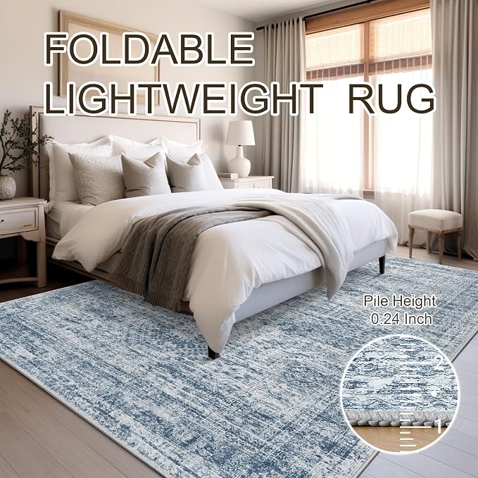 Soalmost 9x12 Area Rugs for Living Room, Non Slip Machine Washable Vintage Rugs - Image 6