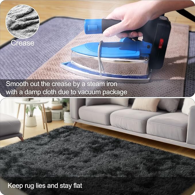 qulint Living Room Area Rug 6x9, Soft Shag Fluffy Rug - Image 5