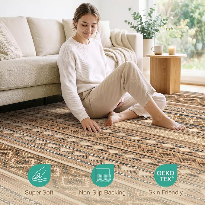 cotiled 10x12 Area Rugs Living Room Rug: Washable Boho Rugs - Image 5