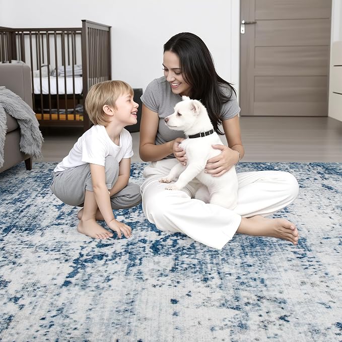 6x6 Area Rug Living Room Rug: Washable Modern Abstract Soft Thin Rug Indoor - Image 8