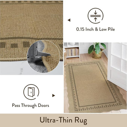LIVEBOX Scalloped Washable 3x5 Outdoor Rug, Easy Jute Tan Rugs - Image 7