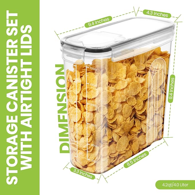 Utopia Kitchen Cereal Containers Storage Set, 2 Pack, BPA-Free Cereal Dispensers - Image 2