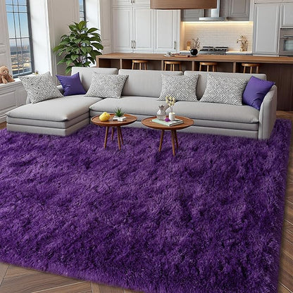 5x7 Purple Rug for Living Room, Soft Fluffy Shaggy Rugs for Bedroom, Modern - Image 8