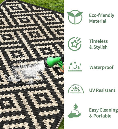 GENIMO Outdoor Rug 3'x5' Waterproof, Reversible Camping Mat, Plastic Straw Rugs - Image 5