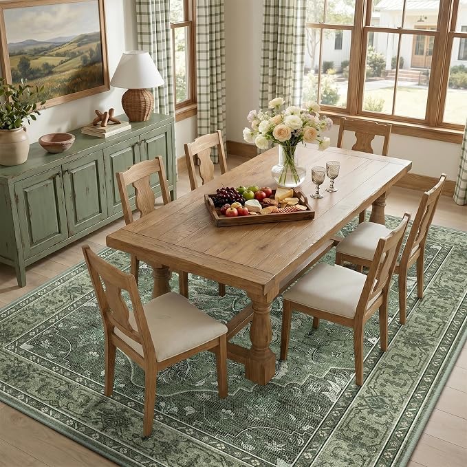 RELEANY Area Rugs 8'x10' Washable Non-Slip, Floral Vintage Distress Medallion - Image 3