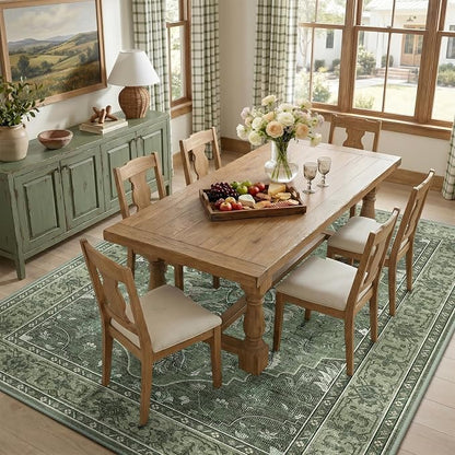 RELEANY Area Rugs 8'x10' Washable Non-Slip, Floral Vintage Distress Medallion - Image 3