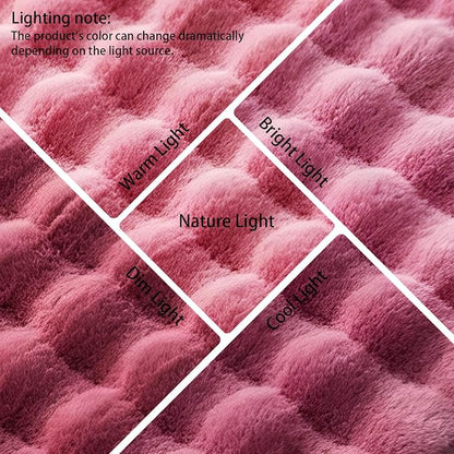 Dusty Rose Rabbit Plush Rug 5'x8', Fluffy Faux Fur Shaggy Area Rug - Image 6