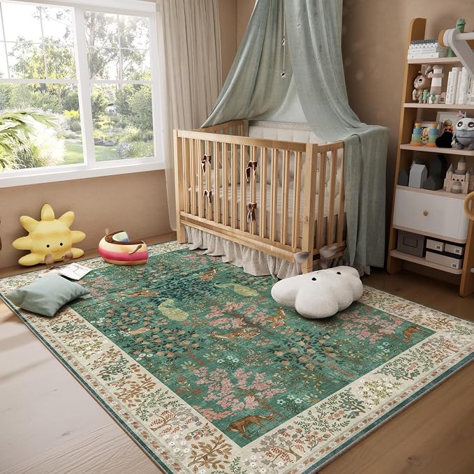 Machine Washable Rugs for Living Room: 5x7 Bedroom Rug Vintage Rug Stain - Image 7
