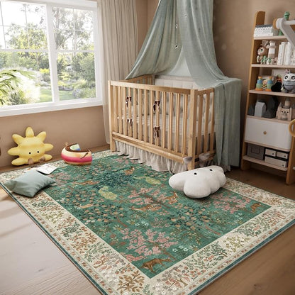 Machine Washable Rugs for Living Room: 9x12 Bedroom Rug Vintage Area Rug Stain - Image 8