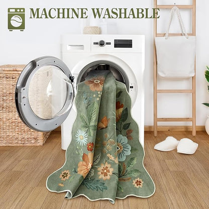Lahome Floral Washable Runner Rug, Boho Ultra-Thin Kitchen Runners - Image 4