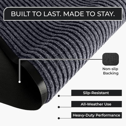 Large Door Mat 3' x 5' Grey, Heavy Duty Commercial Floor Mat, Industrial Floor - Image 2