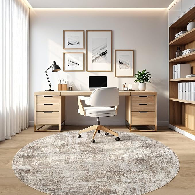 10ft Round Rug Living Room Rugs: 10x10 Washable Circle Large Abstract Modern - Image 7