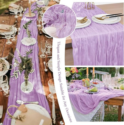 20 Pack Lilac Cheesecloth Table Runner 10FT Long Boho Gauze Fabric Table Runner - Image 7