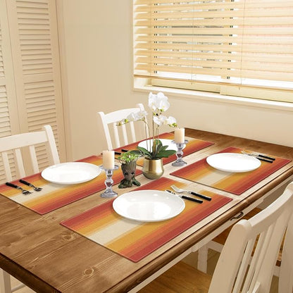 Emvency Farmhouse Placemats Set of 4, 12x18 Inch, Geometric Striped | Retro - Image 5