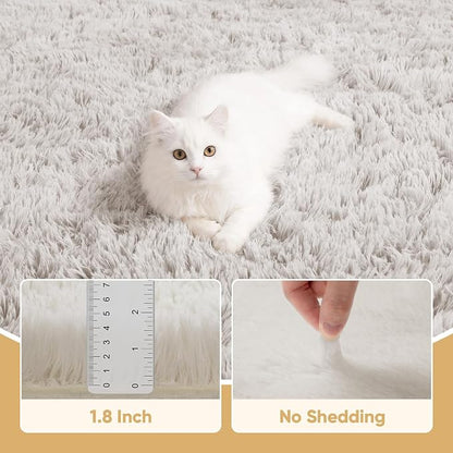 8x10 Area Rugs for Living Room Bedroom: White Soft Fluffy Shag Upgrade Non-Slip - Image 5