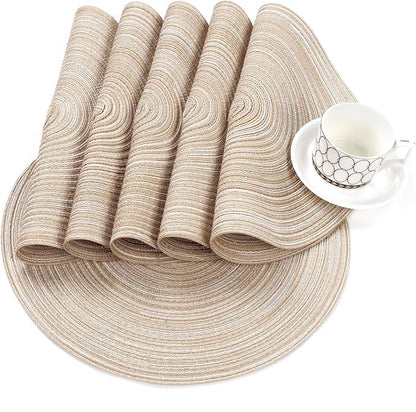 SHACOS Round Braided Placemats Set of 8 Cotton Fabric Round Table Mats Non Slip - Image 9