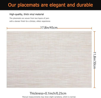 Beige Vinyl Placemats Set of 12, Heat Resistant Table Placemats | 18x12 inch - Image 3