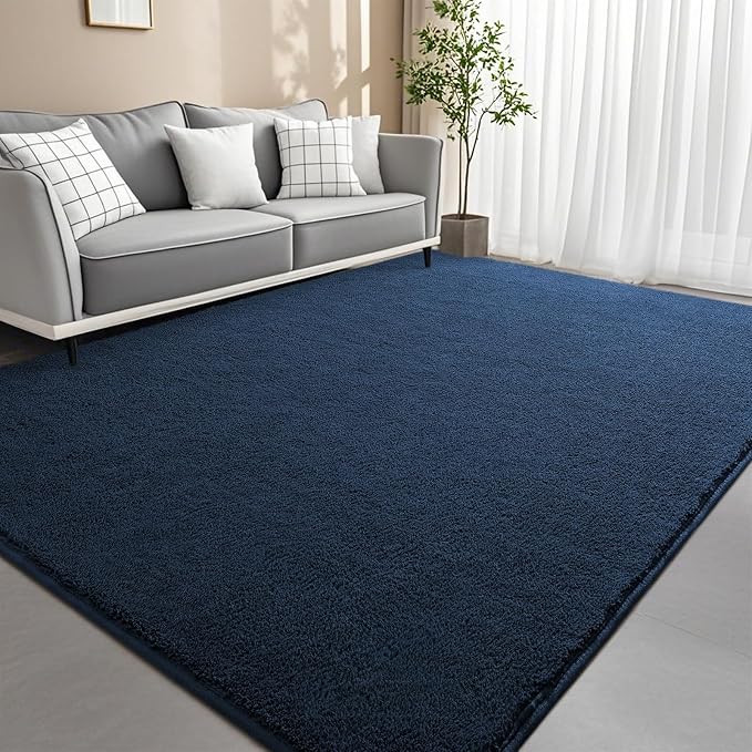 4x6 Feet Navy Blue Area Rugs for Bedroom, Indoor Washable Memory Foam Rug for by Woottpe