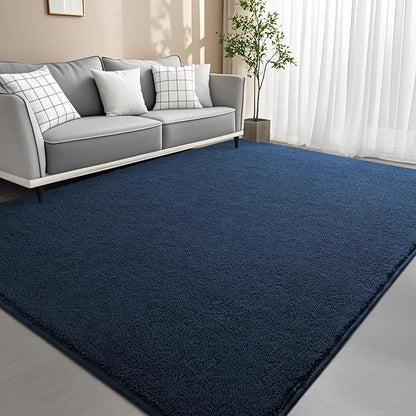 6x9 Feet Navy Blue Rug for Bedroom, Indoor Washable Memory Foam Rug for Living by Woottpe