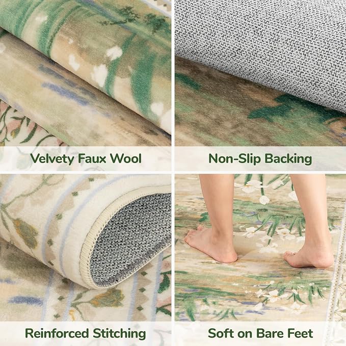 Lessymo Floral 8x10 Area Rugs for Living Room, Soft Non Slip Washable Rugs for - Image 5