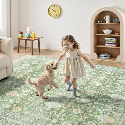 Lofus 9x12 Area Rug for Living Room, Light Green Washable Area Rugs - Image 5