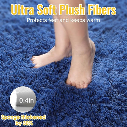 PAGISOFE Navy Blue Rug 5x8 Ft Fluffy Shag Rugs - Image 6