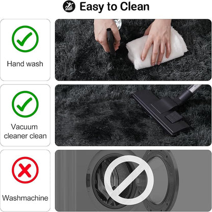qulint 2x3 Black Grey Rug for Bedroom, Fluffy Small Area Rug for Living Room - Image 4
