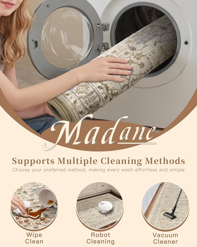 Madane Area Rug 3x5, Entryway Washable Vintage Runners Bedroom Non Slip Indoor - Image 8