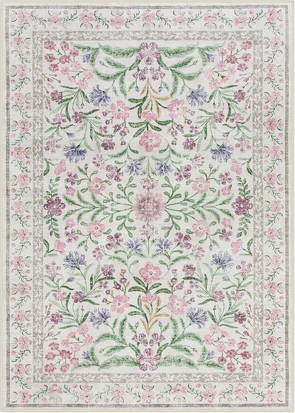 Wonnitar Floral Purple Rug for Bedroom, Washable 5x7 Area Rugs for Dorm - Image 9