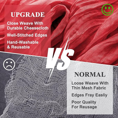 Cheesecloth Table Runner Red 10FT Boho Gauze Runner, 4 Pack | 120 Inch Cheese - Image 4