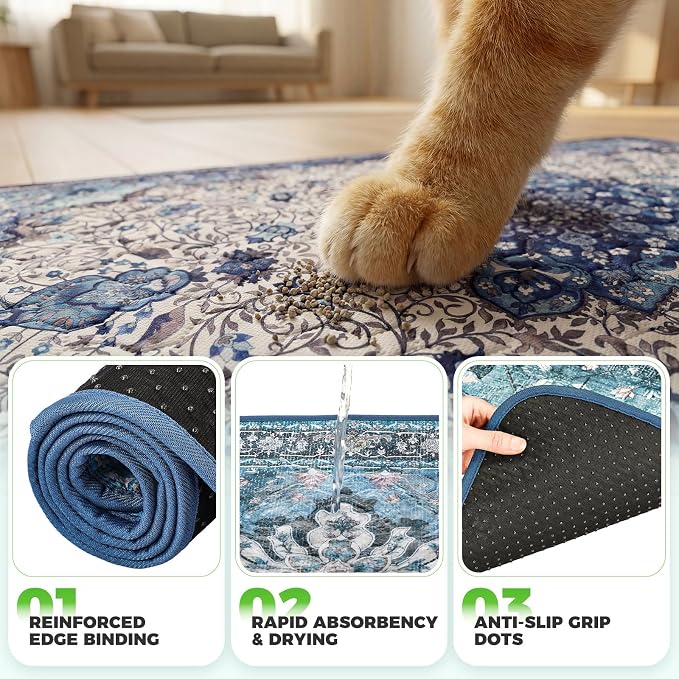 Hompet Cat Litter Mat 2 Pack, 36x36 Large Machine Washable Trapping Mats - Image 5