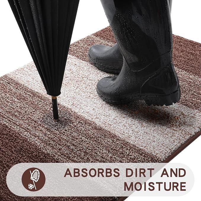 Kitinjoy Indoor Outdoor Door Mat, 40x32 Non-Slip Absorbent Dirt Trapper - Image 2