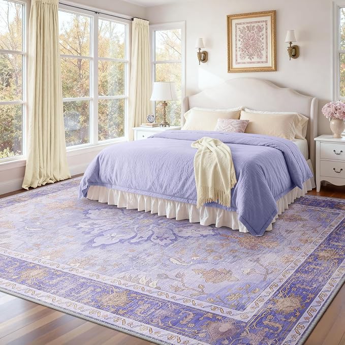 RELEANY Area Rugs 8'x10' Washable Non-Slip, Floral Vintage Distress Medallion - Image 2