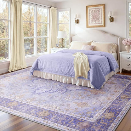 RELEANY Area Rugs Large 10'x14' Washable Non-Slip, Floral Vintage Distress - Image 2