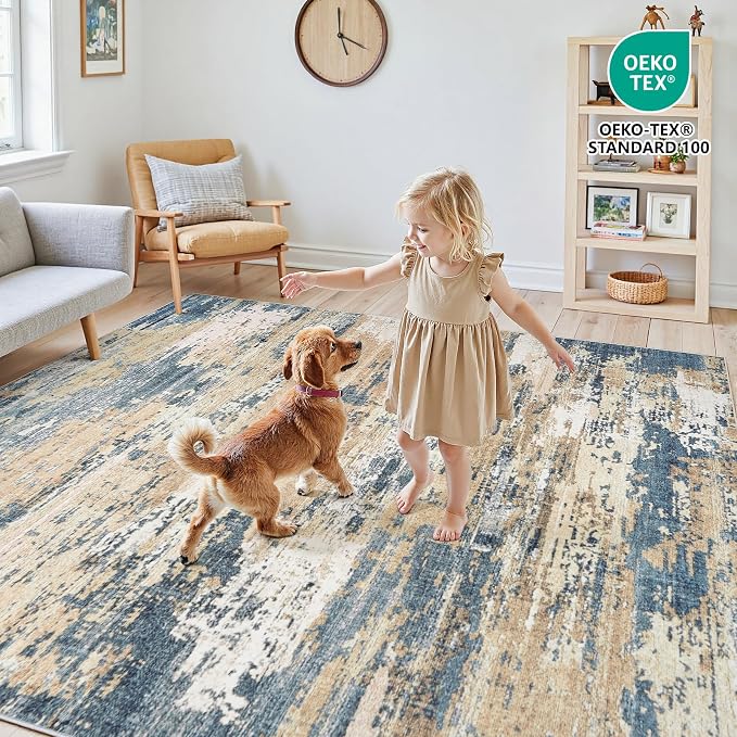Area Rugs 8x10 Living Room: Large Soft Washable Rug Modern Abstract Anti-Skid - Image 5