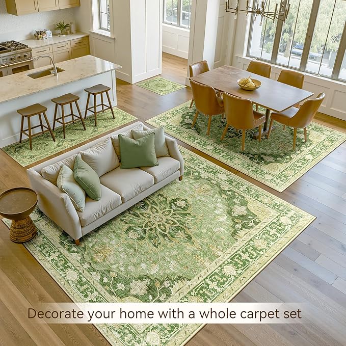 RELEANY Area Rugs 5'x8' Washable Non-Slip, Floral Vintage Distress Medallion - Image 8