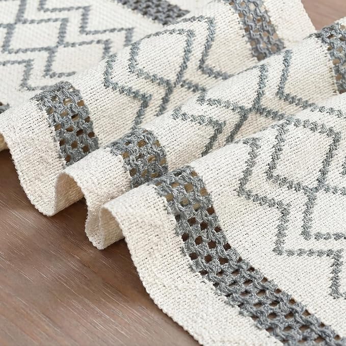 Artoid Mode Dark Grey Stripe Diamond Woven Table Runner 12x108 Inch | Holiday - Image 6