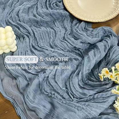 6Pack Dusty Blue Cheesecloth Table Runners 17x108inch Sheer Table Runner | - Image 4