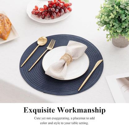SHACOS Round Placemats Set of 8 Washable 15 inch Round Table Mats Cotton - Image 6
