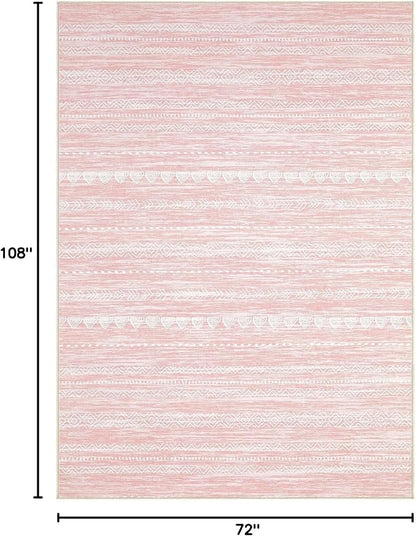 Nakagishi Pink Rugs for Bedroom Girls: 6x9 Washable Boho Large Neutral Cute - Image 2