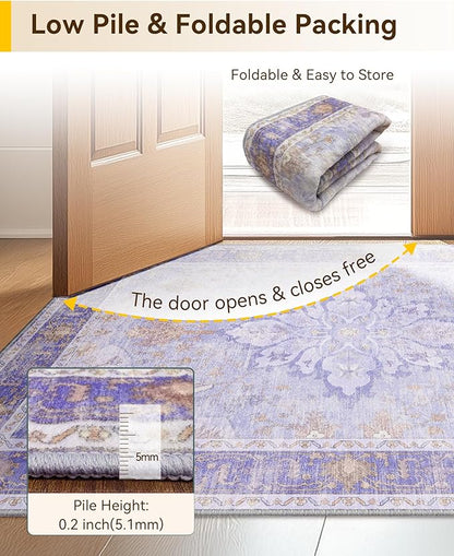 RELEANY Area Rugs Large 9'x12' Washable Non-Slip, Floral Vintage Distress - Image 6