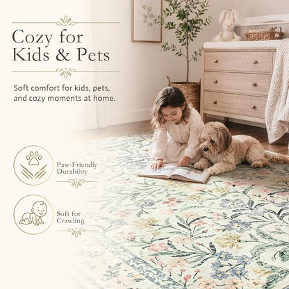 Wonnitar Large Living Room Rug, Floral 10 x 14 Machine Washable Area Rugs - Image 6
