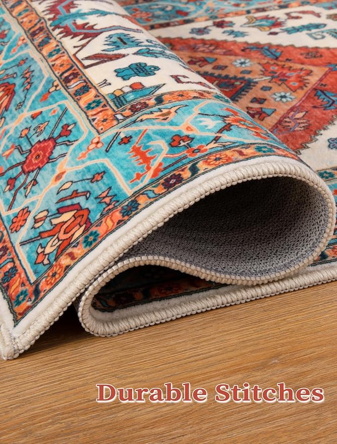 SERISSA Boho Washable Runner Rug, 2x5 Rug Runner Non-Slip Vintage Orange - Image 8